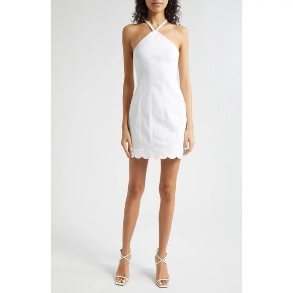 cinq a sept Dresses & Skirts - 🆕 Cinq à Sept Hadley Halter Mini Dress Scalloped Hem White 14